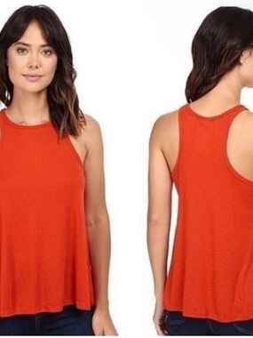 FREE PEOPLE | Orange Long Beach Sleeveless Ribbed Swing Tank Top Women’s Size M